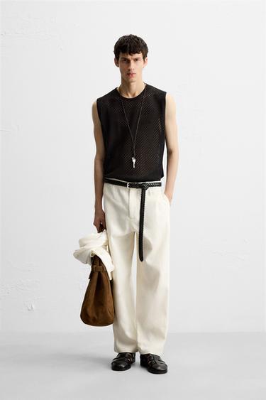 Zara KNIT LACE VEST - Black - Image 0