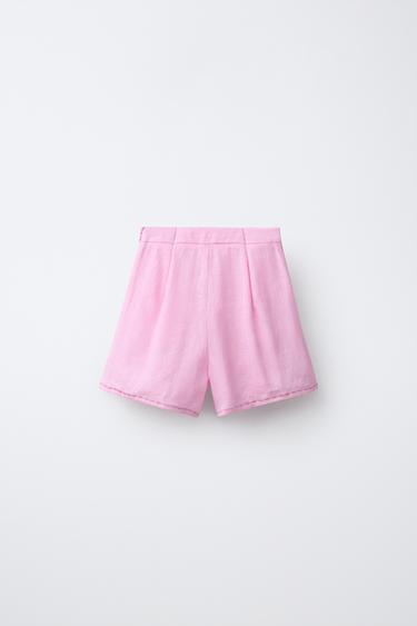 100% LINEN BERMUDA SHORTS - Pink by Zara - Image 1