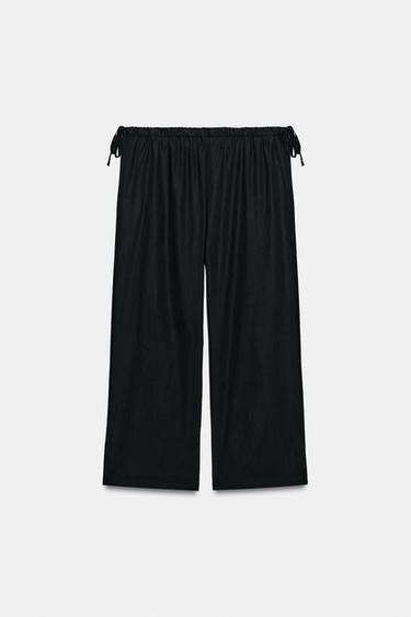 PANTALON 7/8 FLUIDE À NŒUDS - Noir de Zara - Image 5
