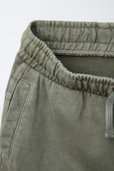 GARMENT-DYED CARGO BERMUDA SHORTS WITH LABEL - washed green by Zara - Image 2