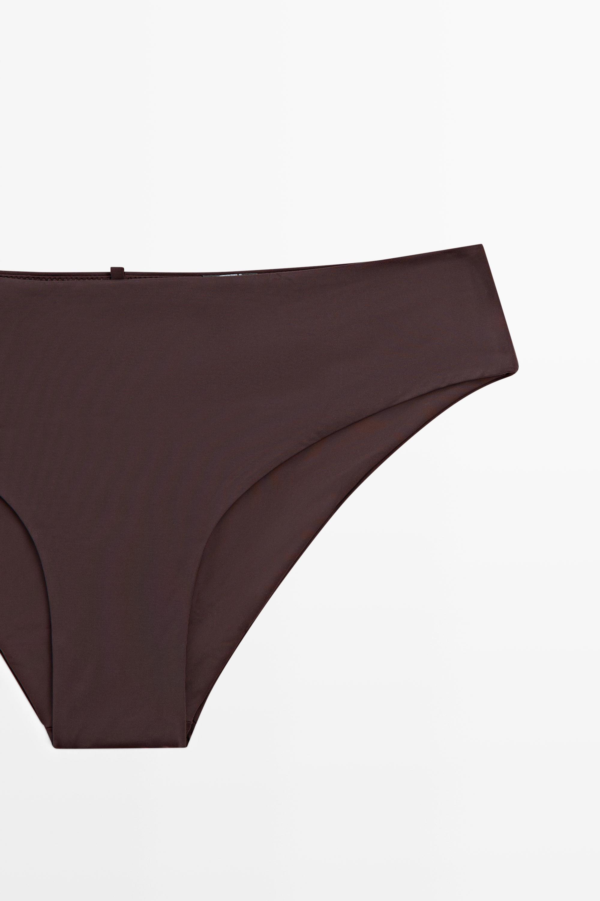 Bikini bottoms with gathered detail — Brown