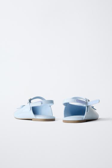 BALLERINES OUVERTES À L'ARRIÈRE AVEC NŒUD - Bleu de Zara - Image 4