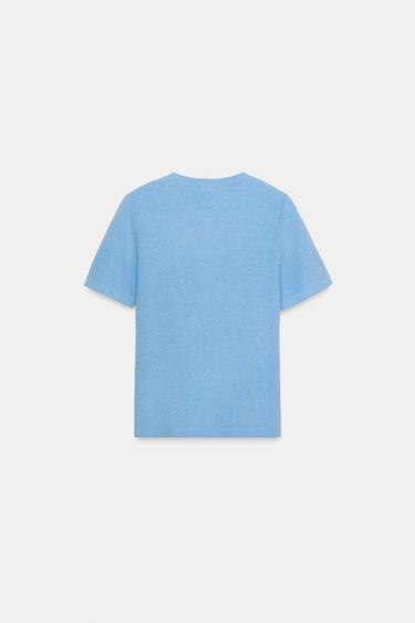 SOFT-TOUCH KNIT SHORT SLEEVE JUMPER - Light blue by Zara - Image 5