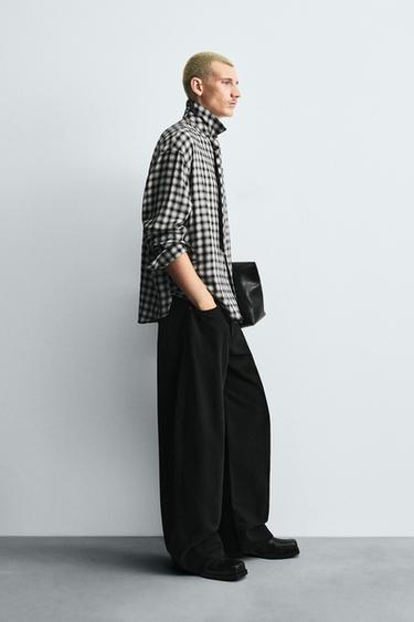 CHEMISE À CARREAUX CRAVATE COMBINÉE - Noir / Blanc de Zara - Image 3