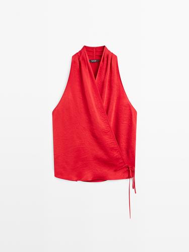 Zara Flowing wrap top - Red - Image 0