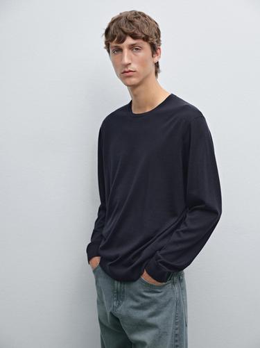 Zara 100% merino wool knit sweater - Navy blue
