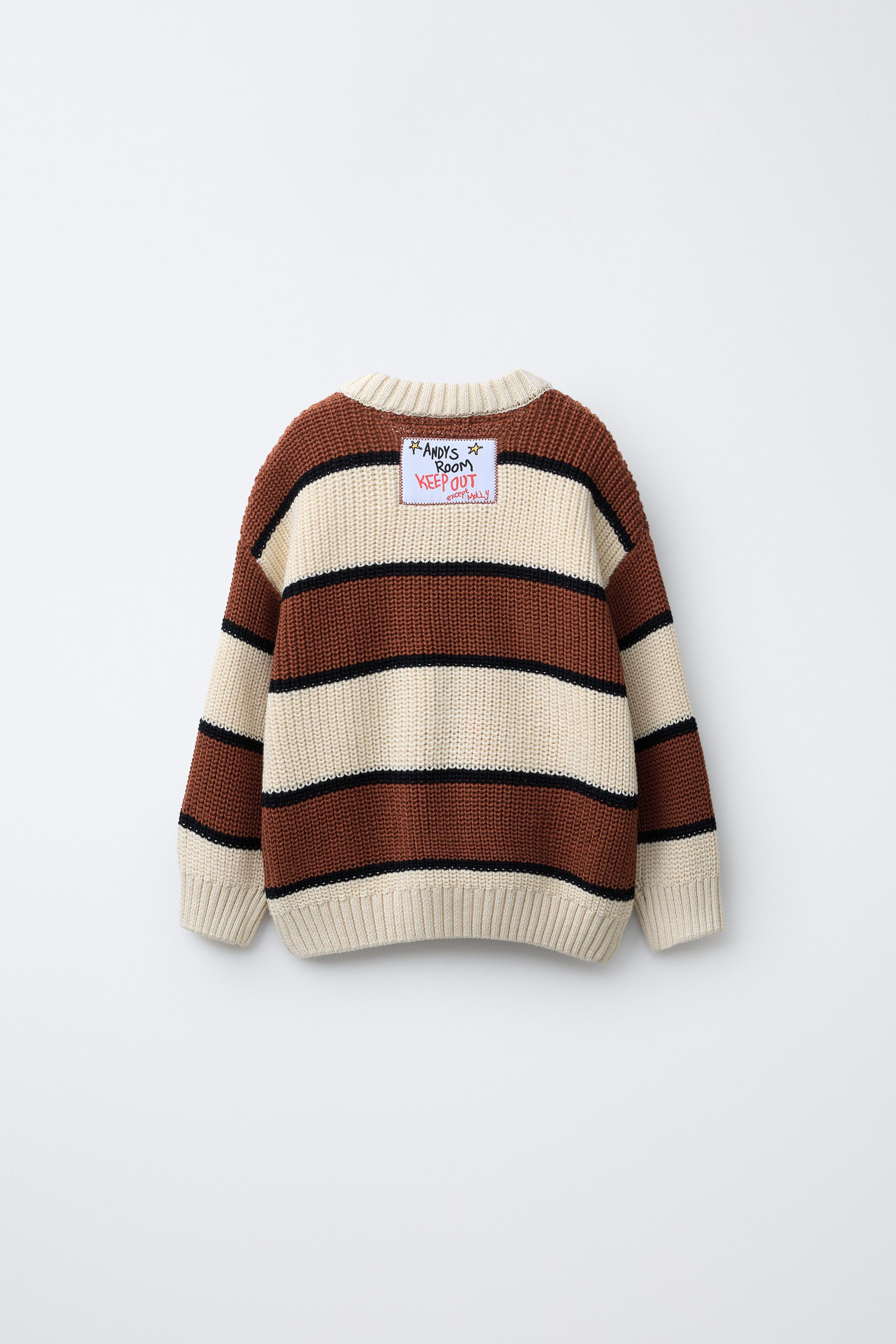 WOODY TOY STORY © DISNEY PIXAR STRIPED KNIT JUMPER - Ecru / Brown