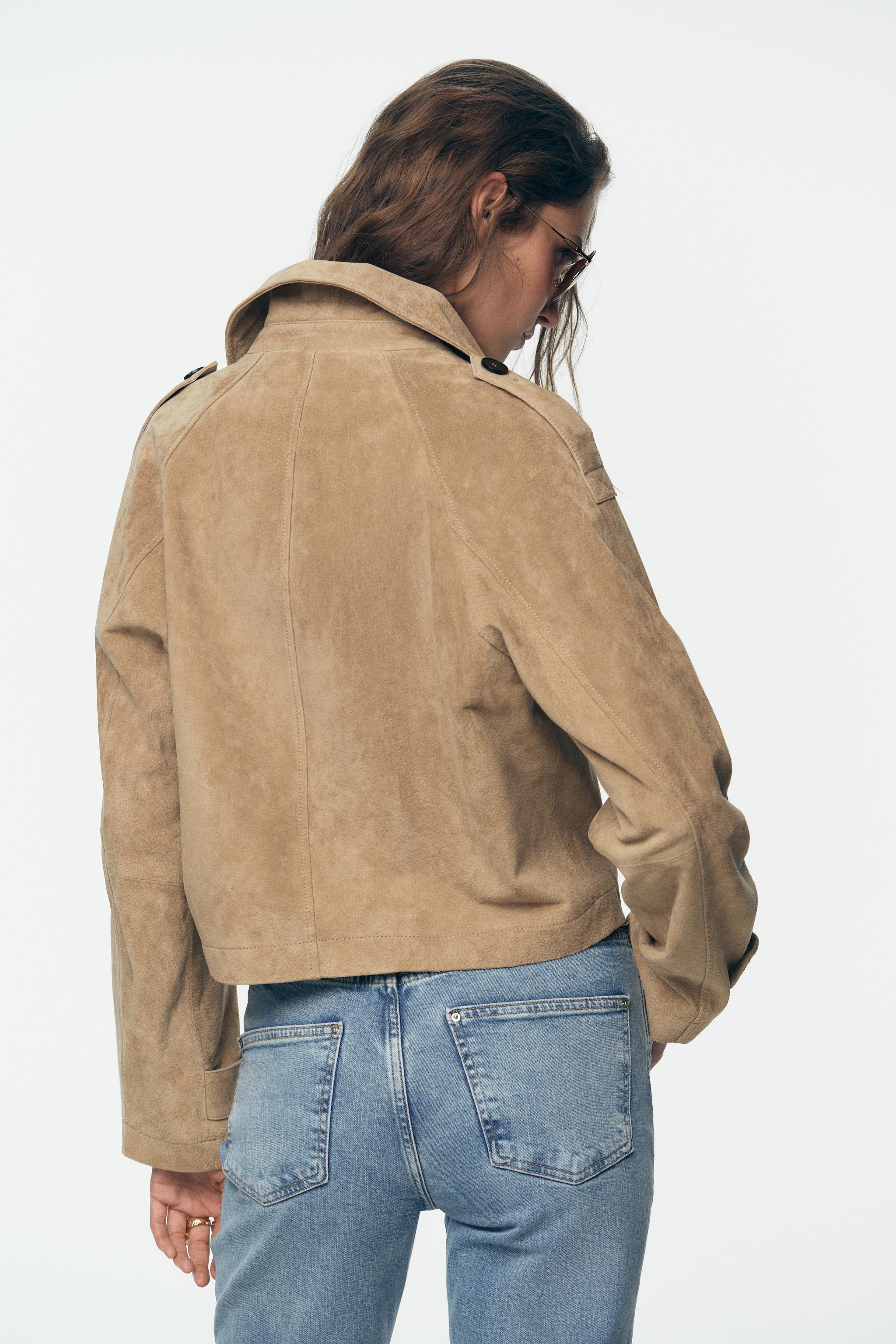 VESTE TRENCH COURTE 100 % CUIR