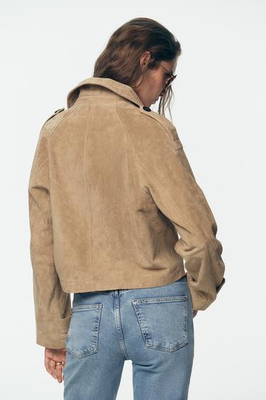 VESTE TRENCH COURTE 100 % CUIR - Marron clair de Zara - Image 8