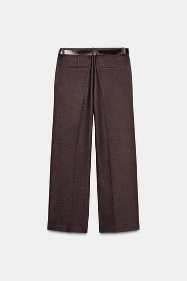 PANTALON DROIT AVEC CEINTURE - Marron de Zara - Image 6