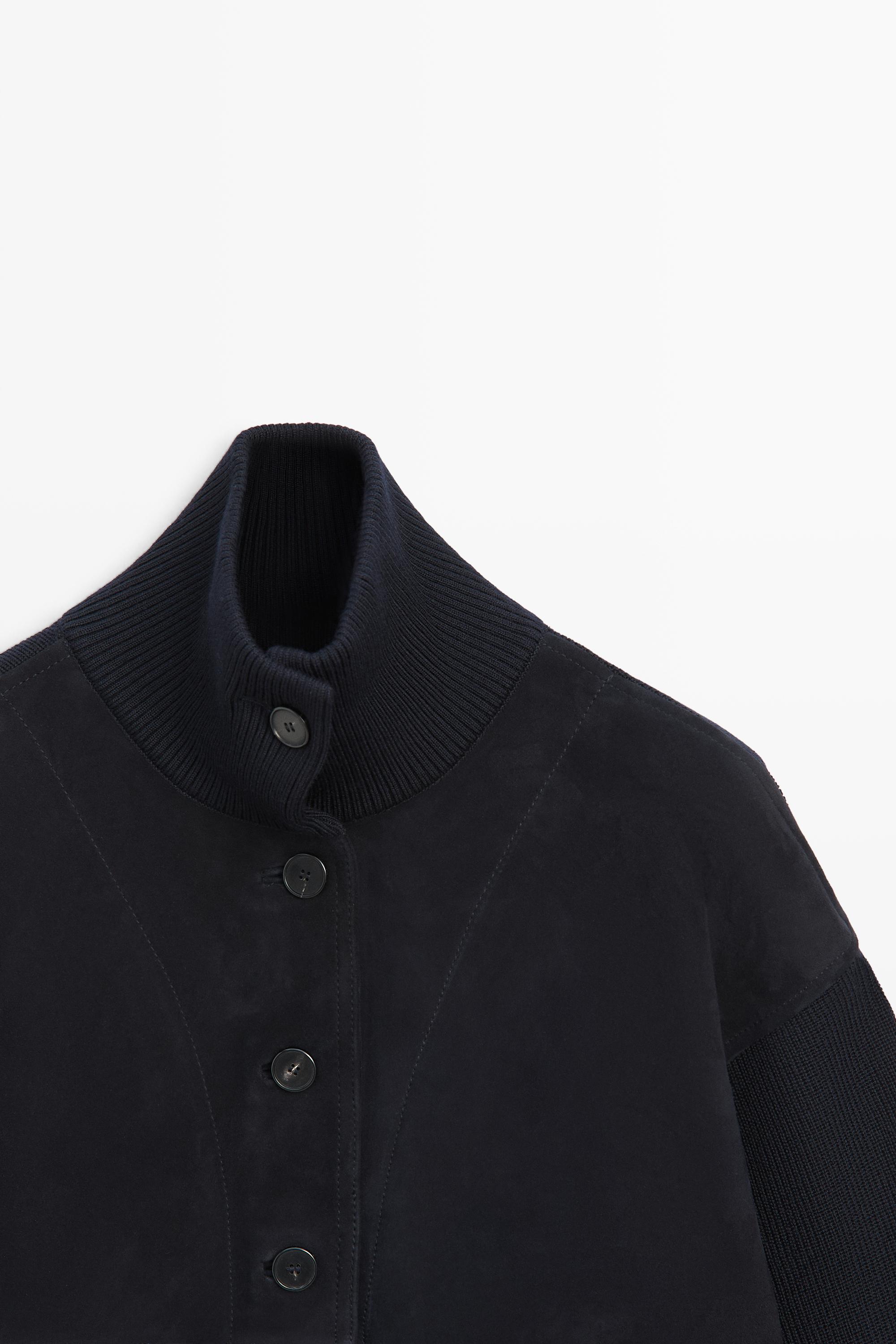 Blouson combiné cuir daim