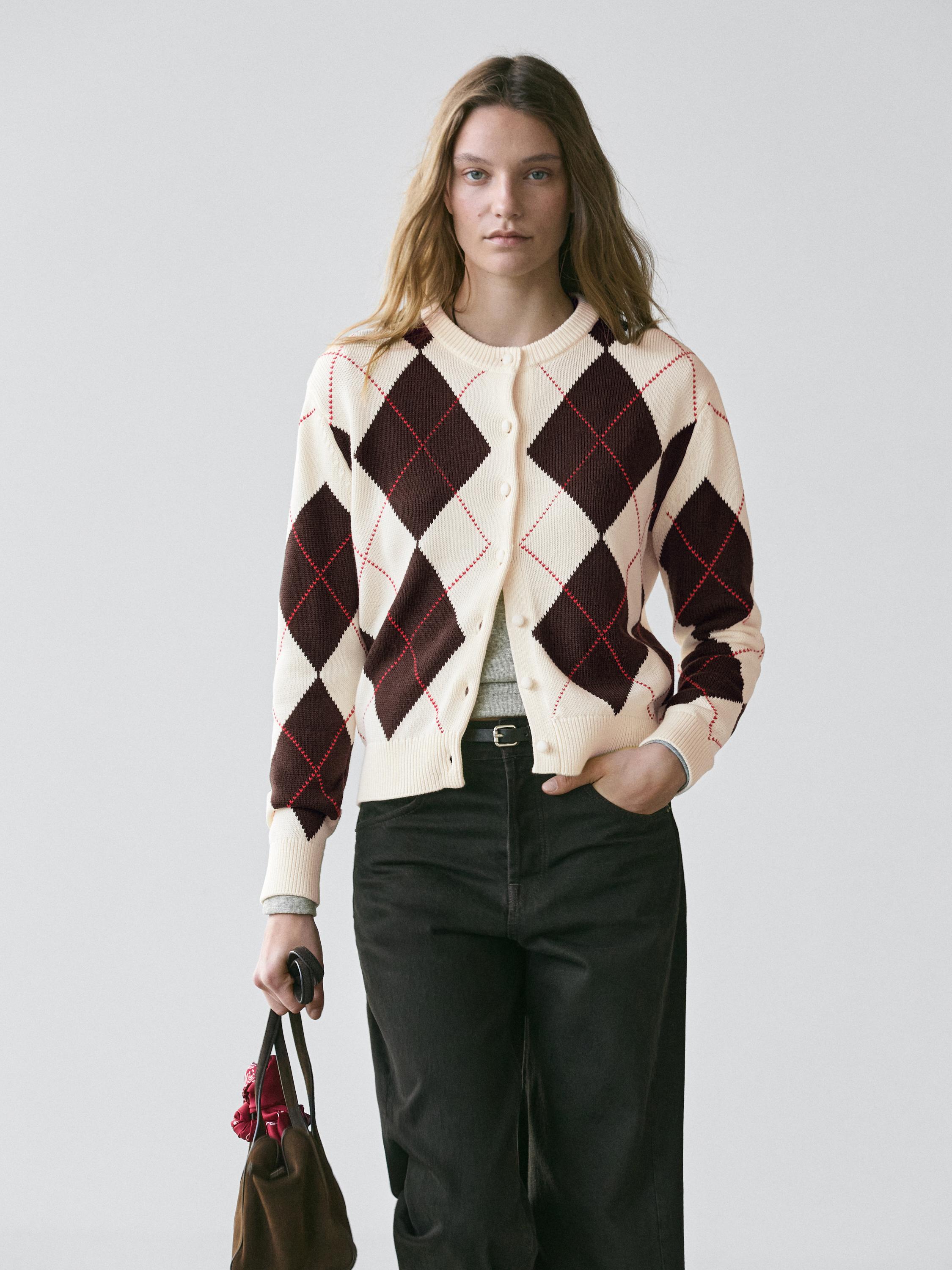 Cardigan à losanges en coton