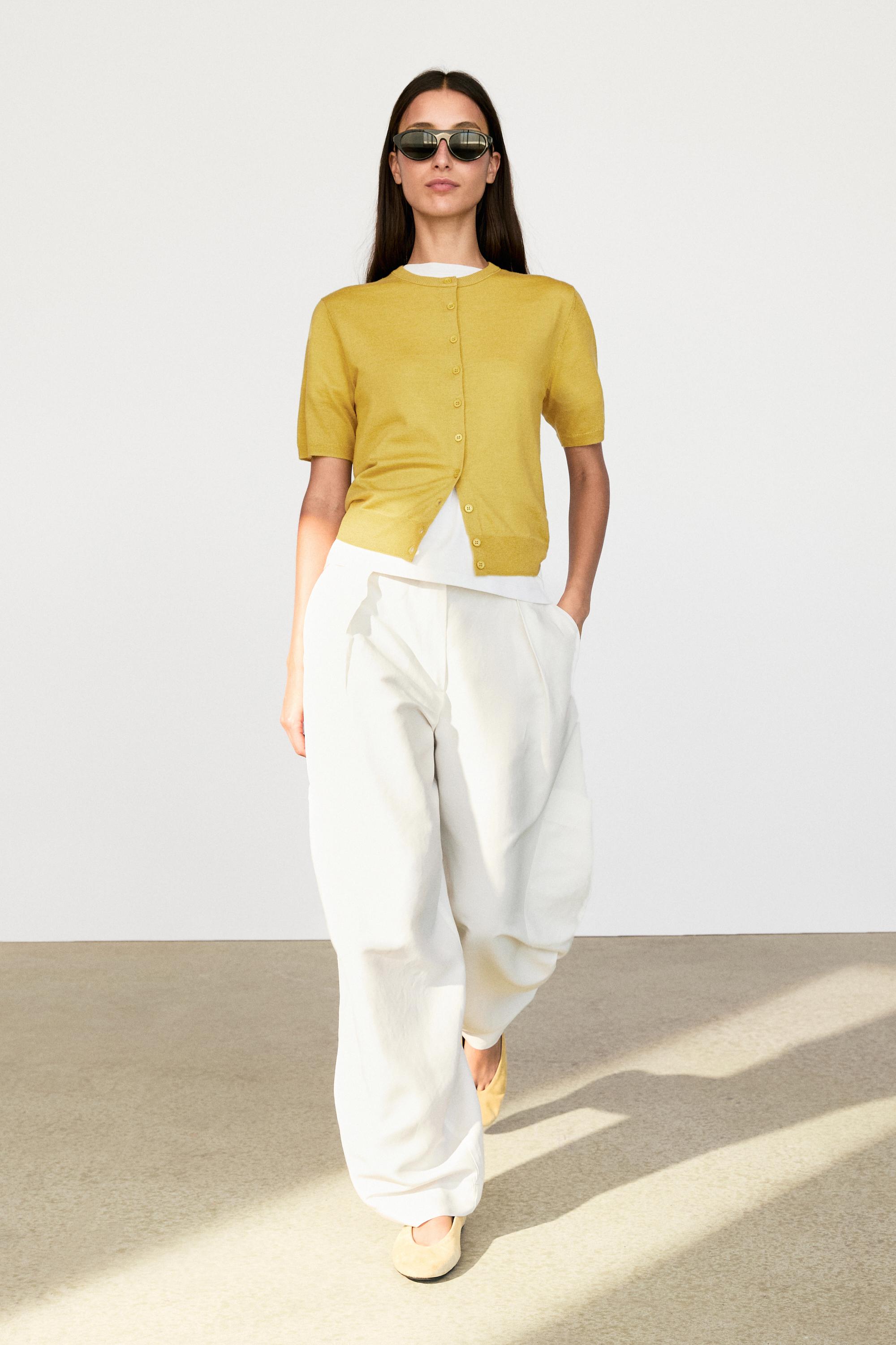 Short sleeve cardigan - Lime green | ZARA United States
