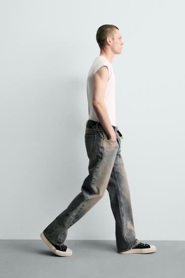 STAINED WASH FLARE FIT JEANS - Ink blue by Zara - Image 6