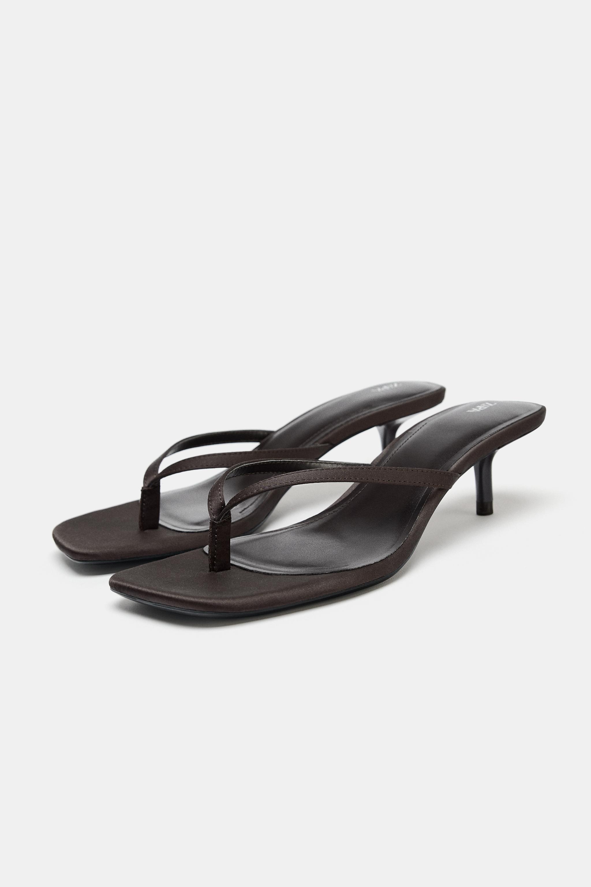 SATIN KITTEN HEEL SANDALS