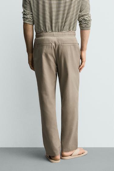 COTTON/LINEN RELAXED FIT TROUSERS - Green by Zara - Image 2