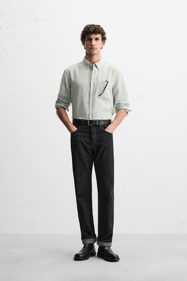 LINEN/COTTON SHIRT - Sea green by Zara - Image 0