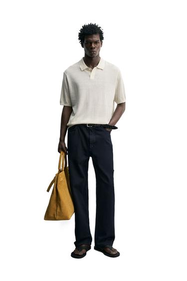 SILK/LINEN KNIT POLO SHIRT - Oyster-white by Zara