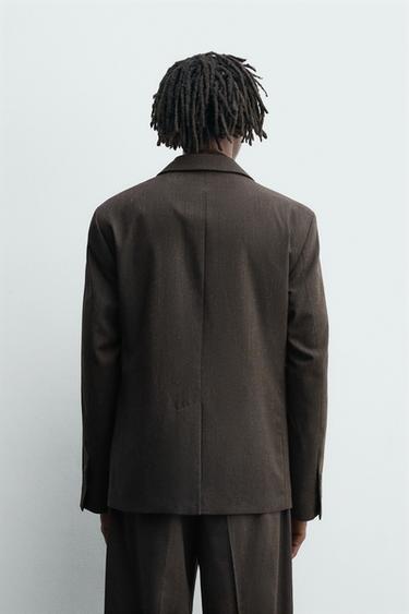 DOUBLE-BREASTED WOOL BLEND SUIT BLAZER - brown vigore by Zara - Image 2