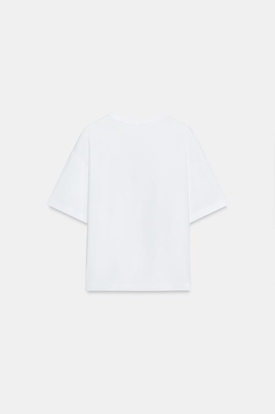 T-SHIRT FLEUR EN RELIEF - Blanc de Zara - Image 6