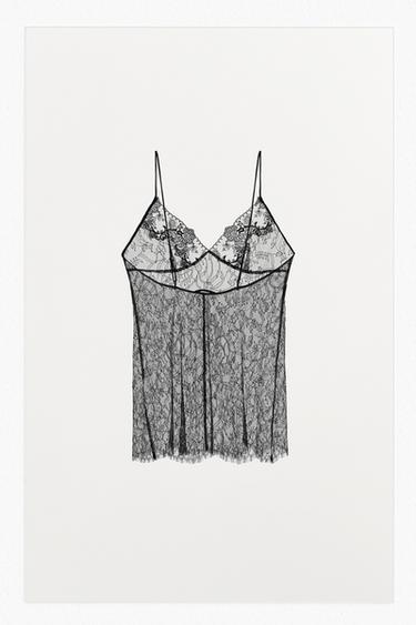 ТОП С ДАНТЕЛА И ПРЕЗРАМКИ - Черен от Zara