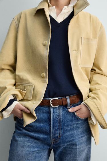 CEINTURE EN CROÛTE DE CUIR ÉDITION LIMITÉE - Marron de Zara - Image 1