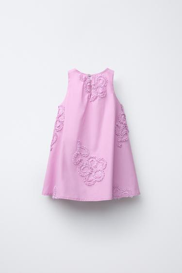 3D FLORAL POPLIN DRESS - Fuchsia by Zara - Image 1