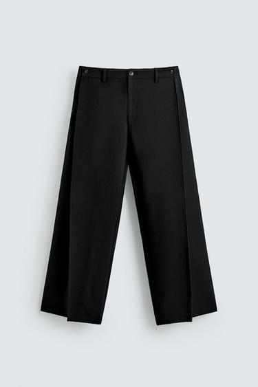 RELAXED FIT PLEATED TROUSERS - Black by Zara