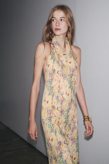 FLORAL PRINT DRESS ZW COLLECTION - Yellow by Zara