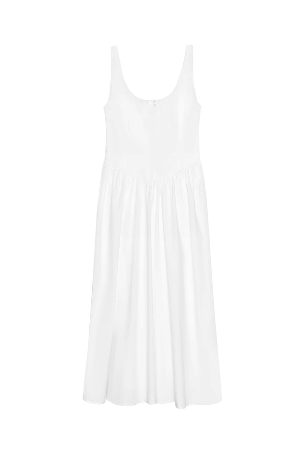 CORSET-STYLE POPLIN MIDI DRESS - image 3