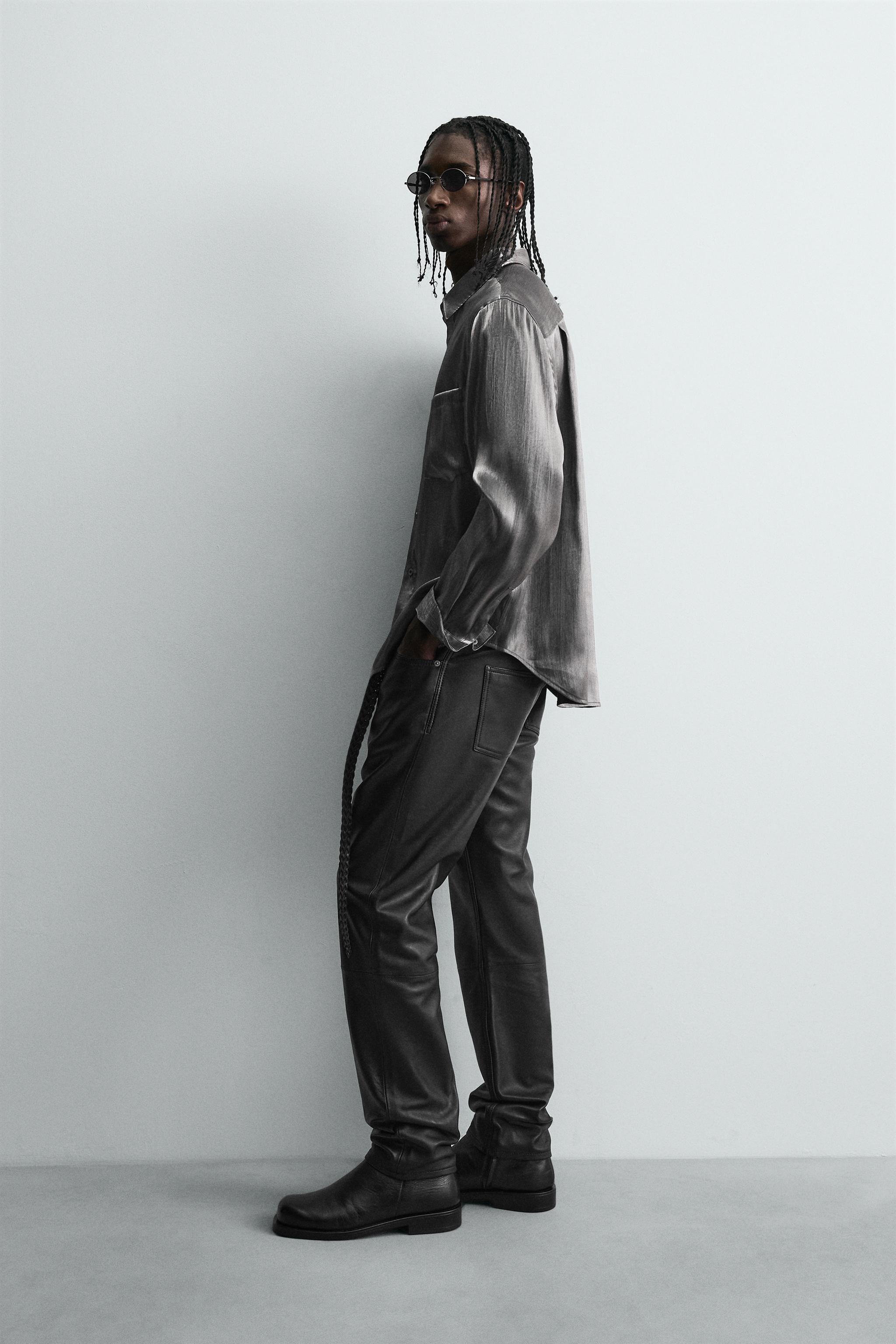 LEATHER SLIM FIT PANTS