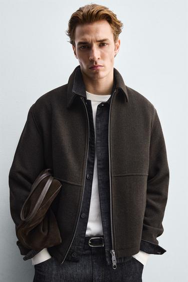 TEXTURED ZIP-UP JACKET - Brown by Zara - Image 4