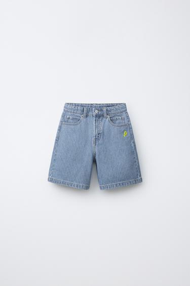 BERMUDA DENIM RAYAS PENN © - Azul claro de Zara