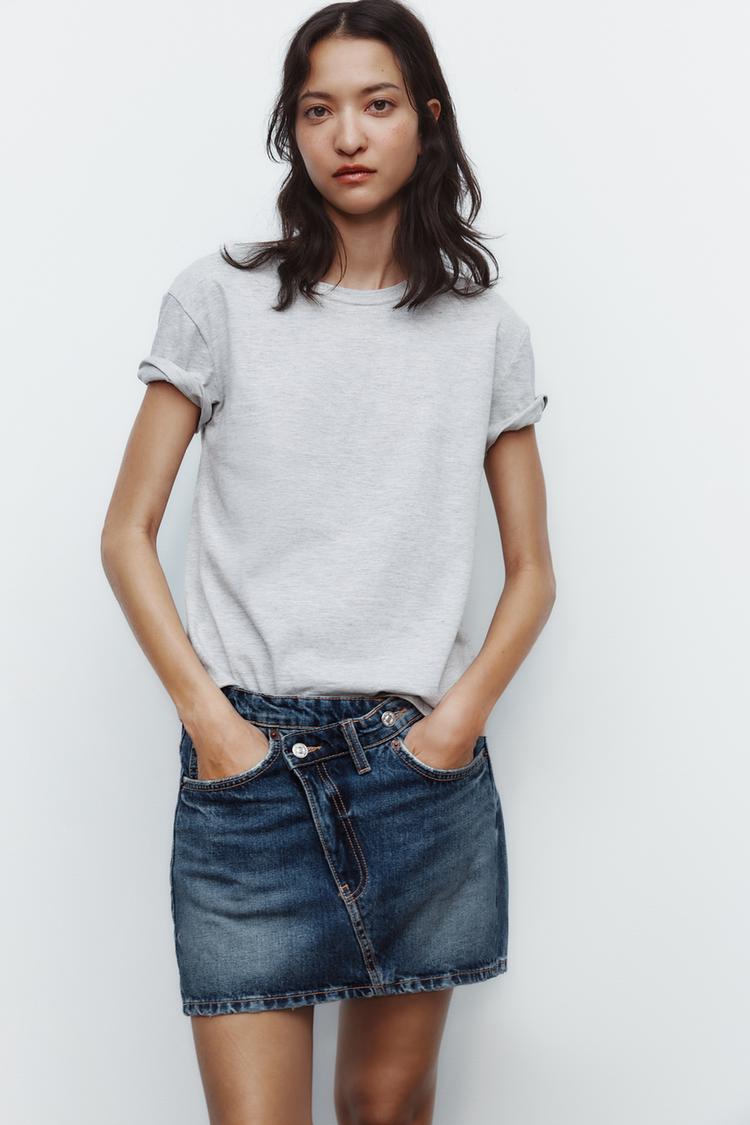 TRF CROSS-WAIST DENIM SKIRT