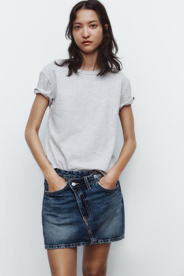 JUPE EN JEAN TRF TAILLE CROISÉE - Bleu marine de Zara - Image 1