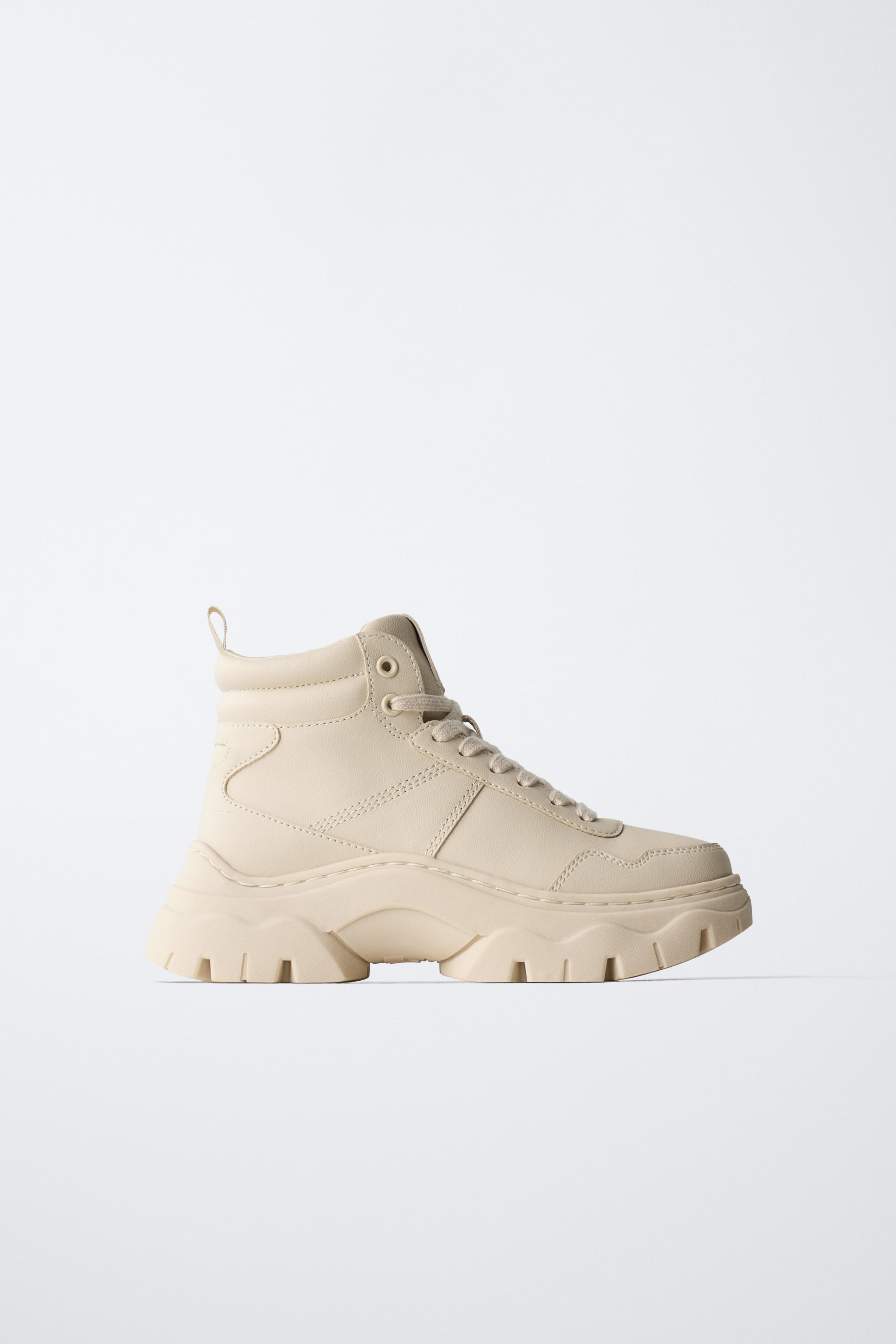 THICK SOLED HIGH TOP SNEAKERS - Off White | ZARA United States