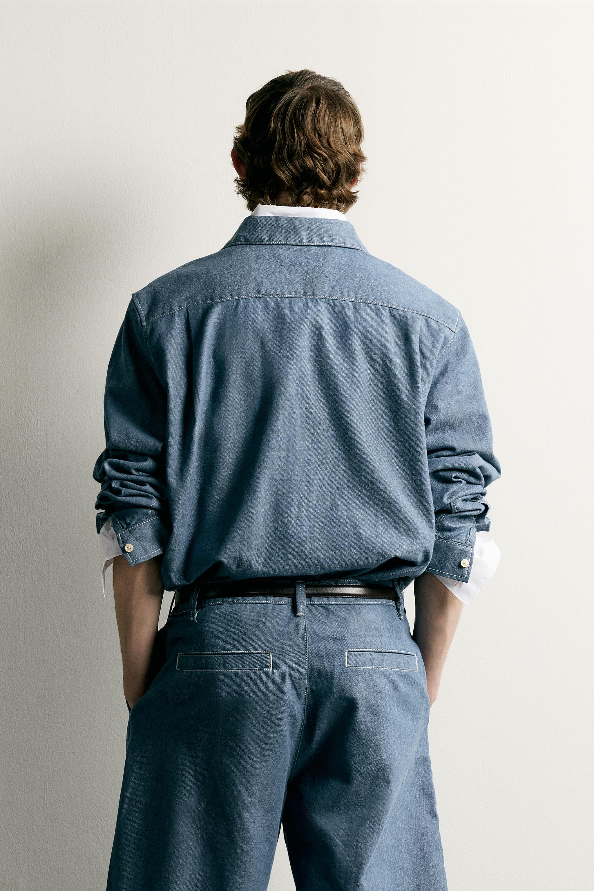 WASHED LIGHTWEIGHT DENIM POLO SHIRT