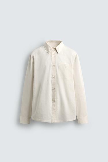 STRIPED JACQUARD SHIRT - Oyster-white by Zara