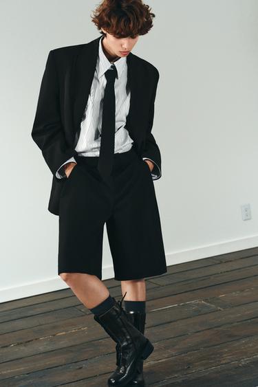 POPLIN SHIRT WITH TIE - Black / White by Zara