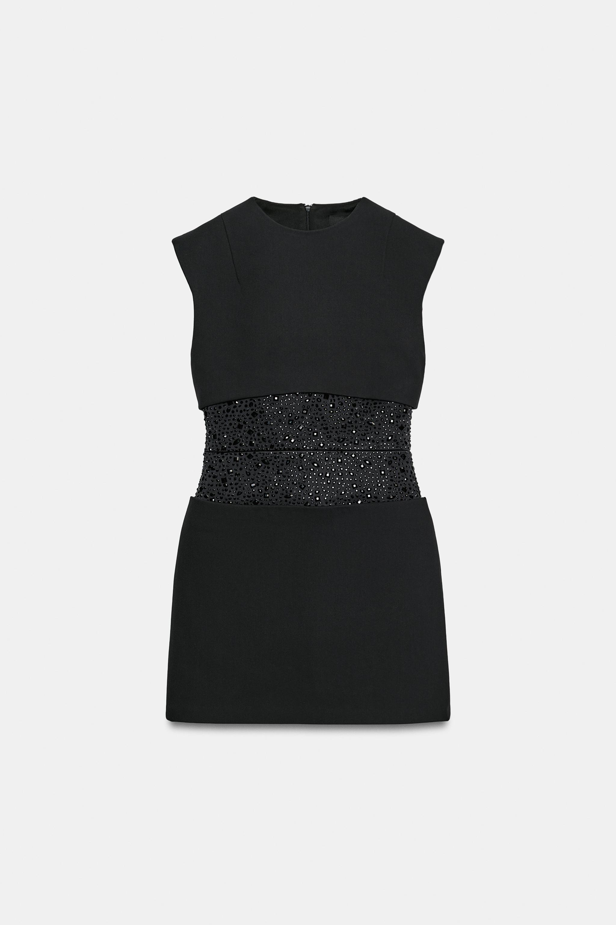 RHINESTONE-DETAIL MINI DRESS