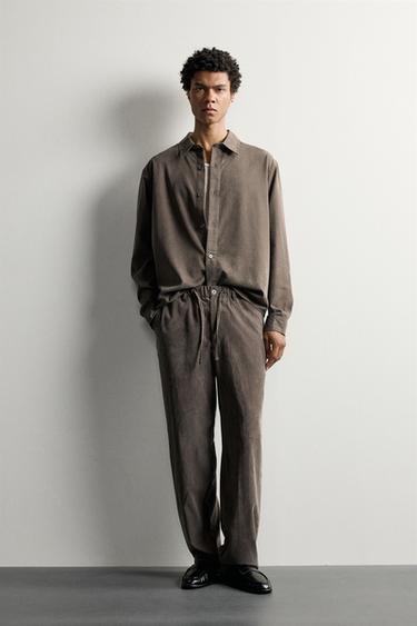 RELAXED FIT FLOWING TROUSERS - mink brown by Zara - Image 0