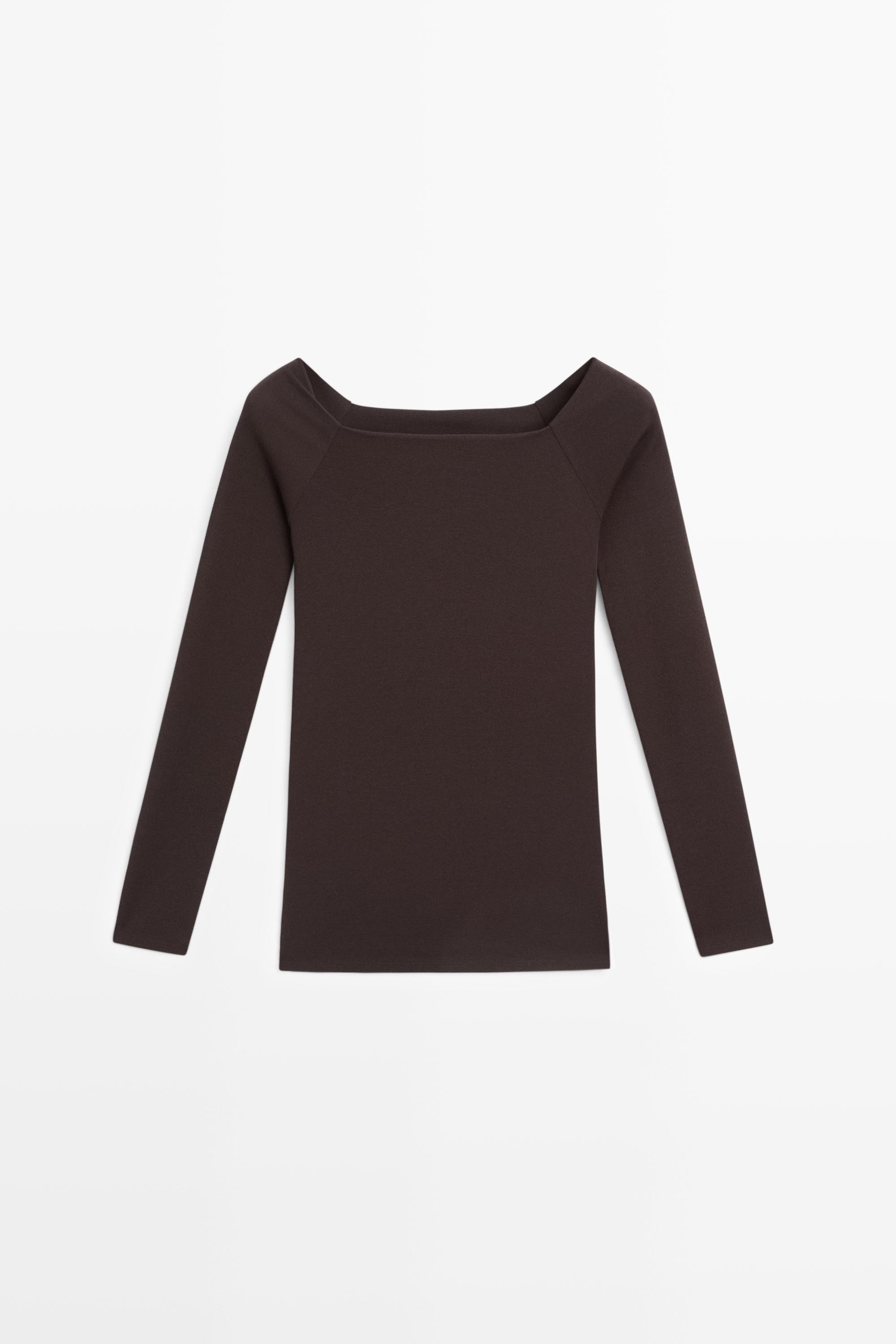 Stretch long sleeve top - Brown | ZARA United States