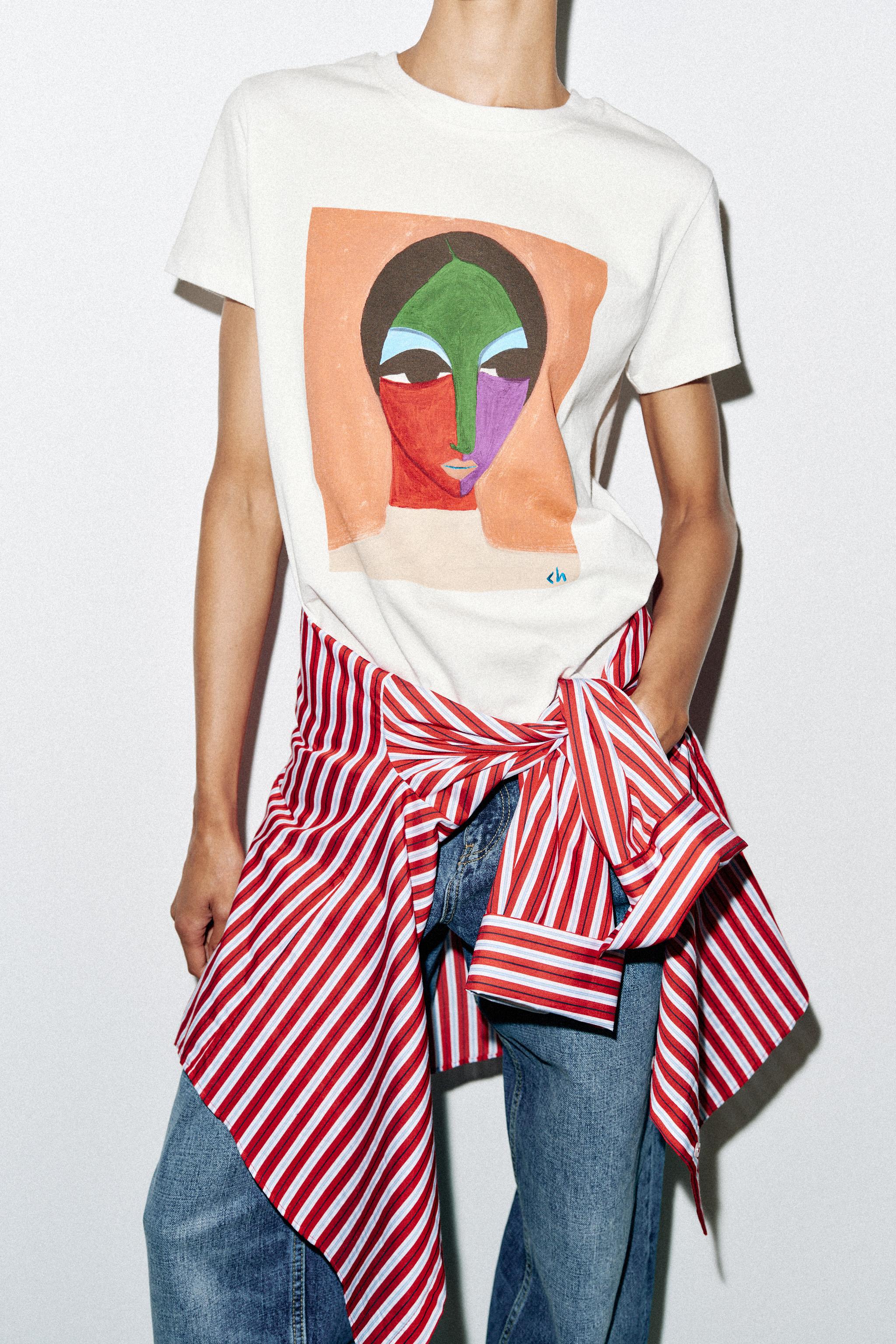 Женские футболки Zara CORTNEY SHORT SLEEVE T-SHIRT — фото 4