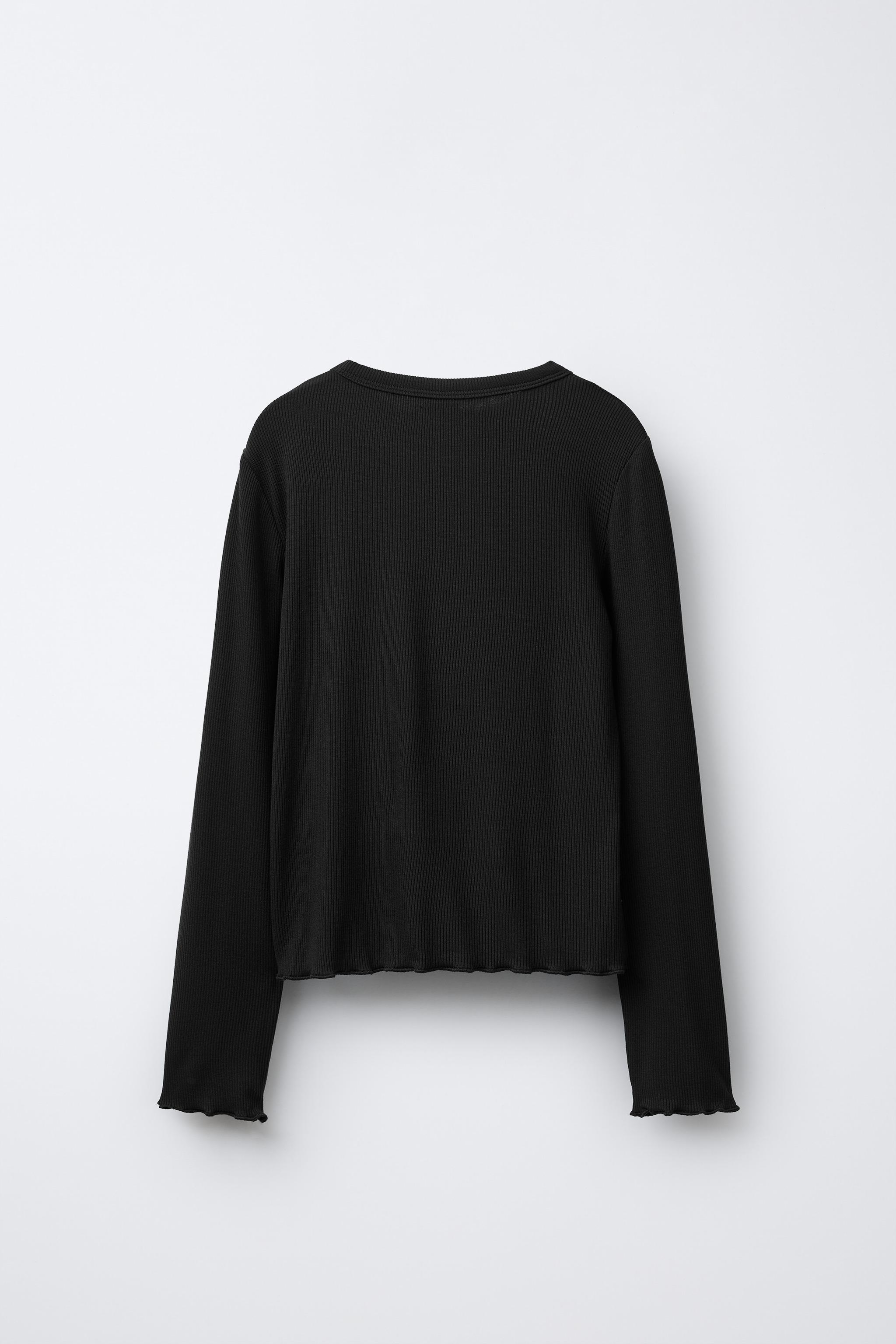 SEQUINED RIBBED T-SHIRT