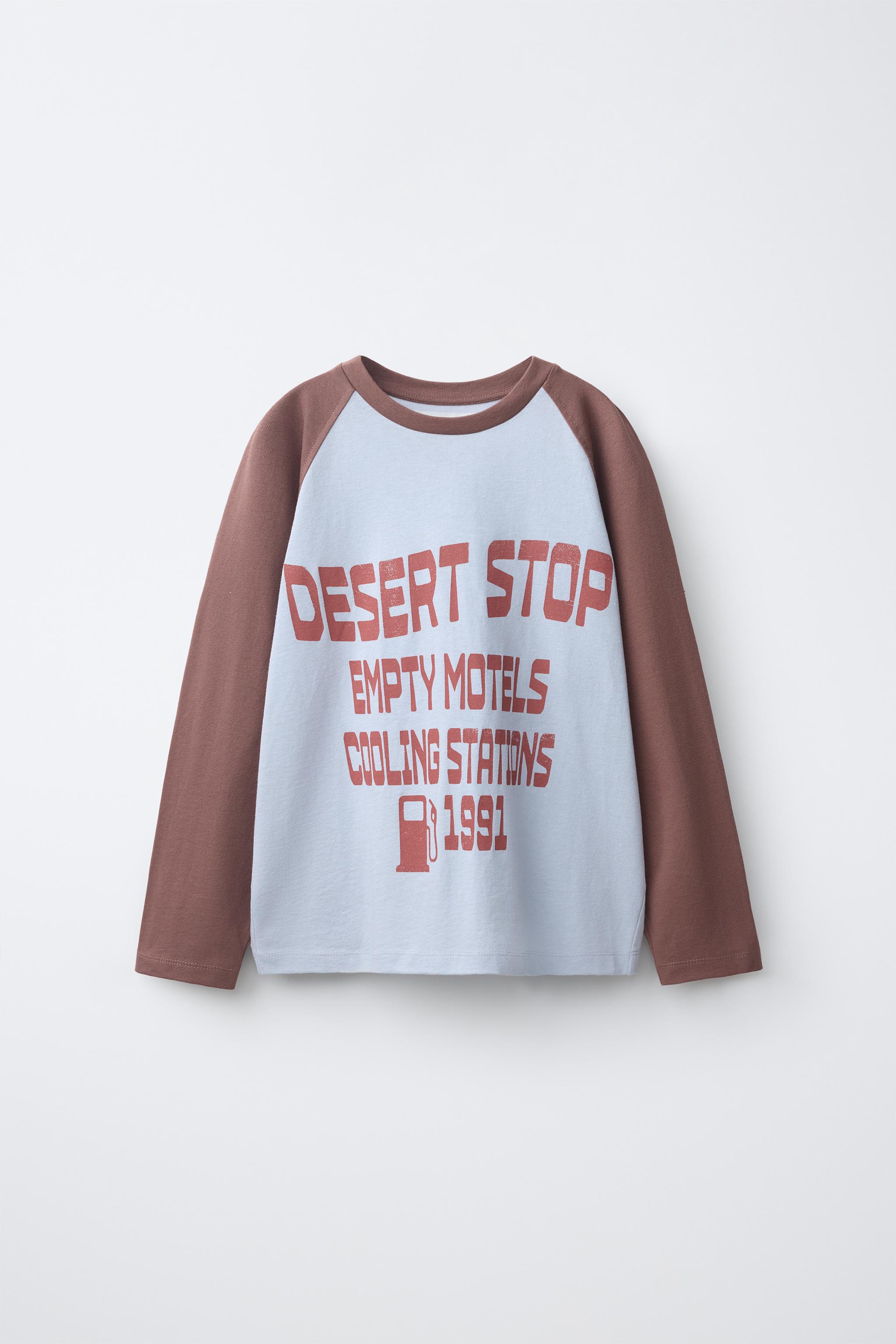 TEXT RAGLAN SLEEVE T-SHIRT - Blue marl | ZARA United States