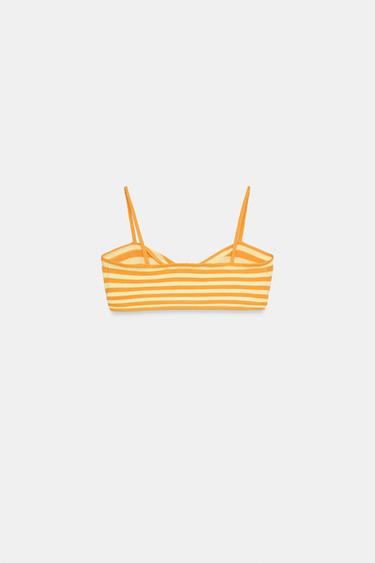KNIT STRIPED CROP TOP - Orange / Yellow by Zara - Image 6