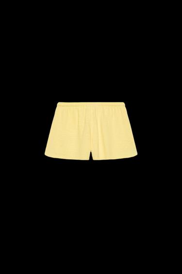 SHORTS FLAMÉ CORDONES - Amarillo claro de Zara
