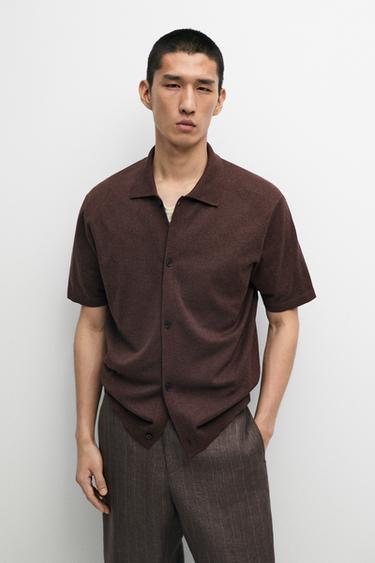 Zara Short sleeve button-up knit cardigan - Green/White