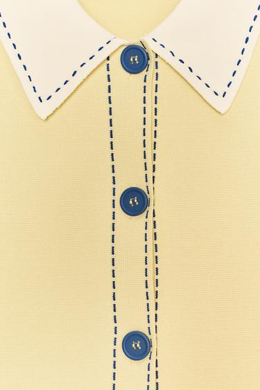 STITCH DETAIL KNIT POLO CARDIGAN - only one by Zara - Image 6