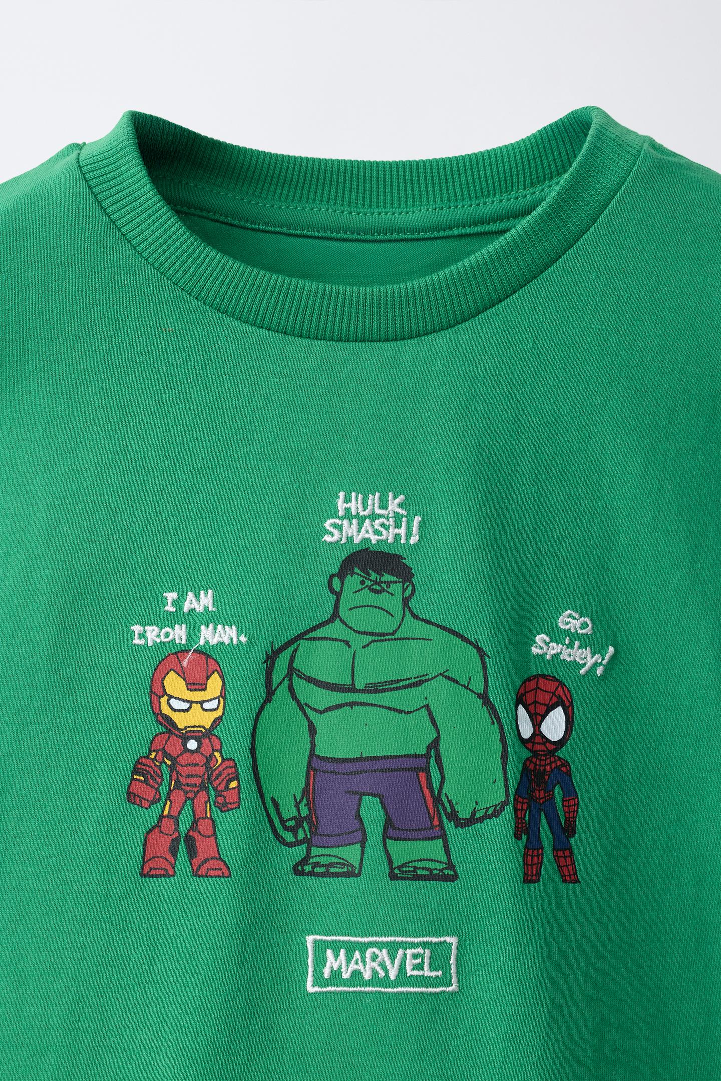 Детский комплект Zara the Avengers © Marvel T-SHIRT and Shorts Set, цвет: Зелёный — фото 3